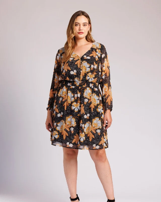 Kayla Long Sleeve Floral Dress | J484 BLACK