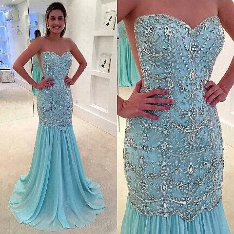 luxury blue evening dresses long crystal beaded mermaid elegant evening gowns 2020 vestido de festa