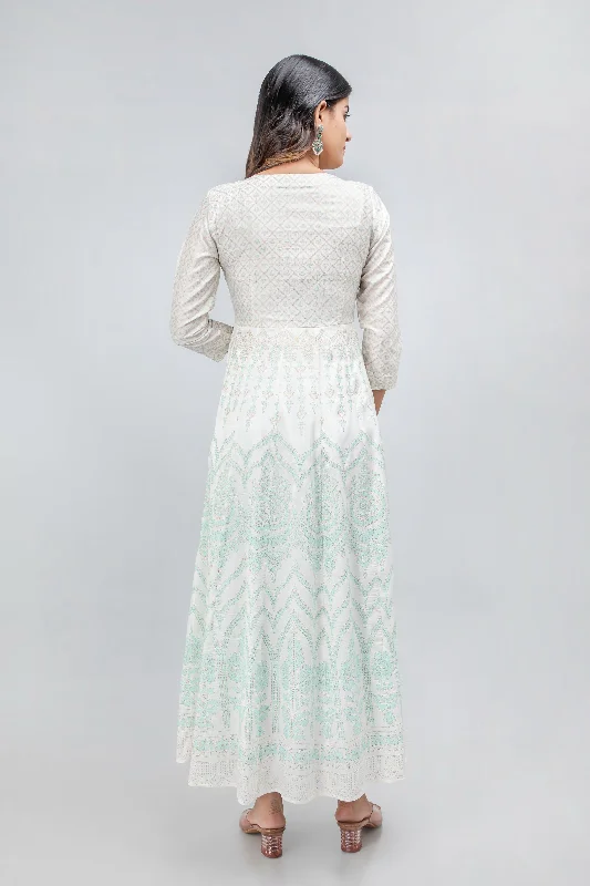 Silk Floor-Length Anarkali Dress with Adda Work