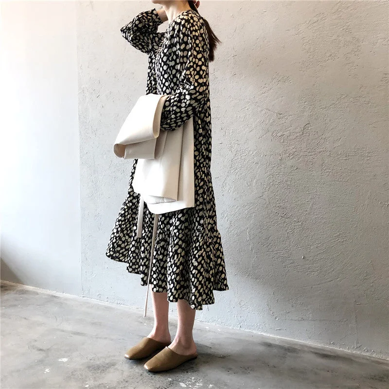 Julia Fashion - Woman Midi Korean New Long-sleeved Dresses