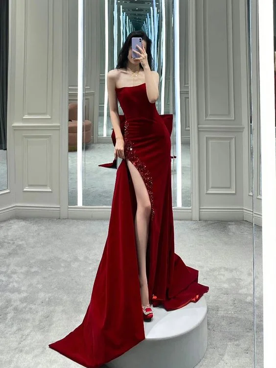 Sexy Mermaid Prom Dress With Hight Split C2105