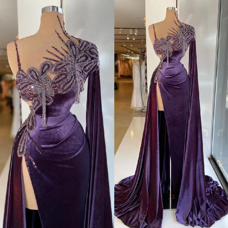 Gorgeous Purple Long Prom Dress With Split C2316