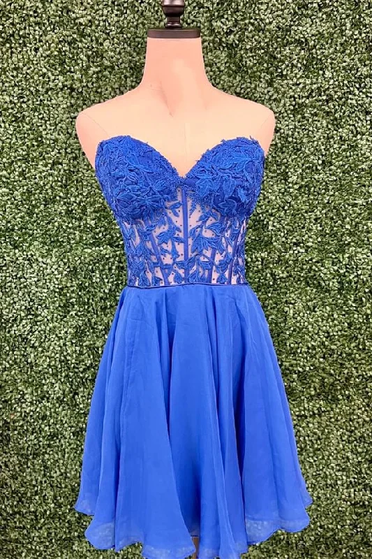 Royal Blue Short Chiffon Homecoming Dress