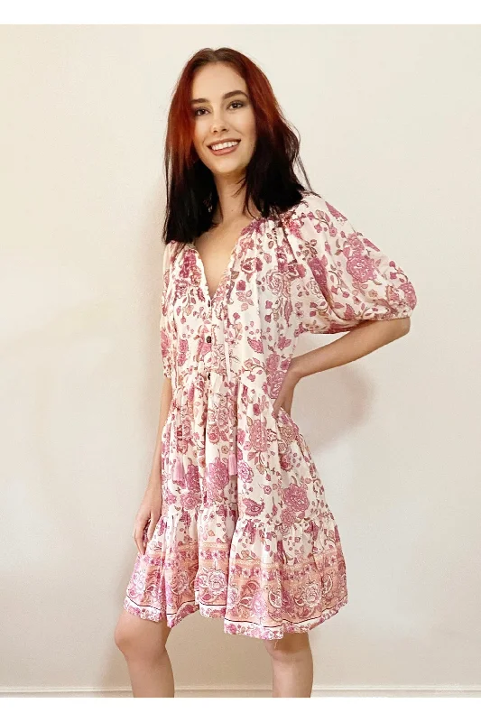 Carly Babydoll Dress - Pink Rose