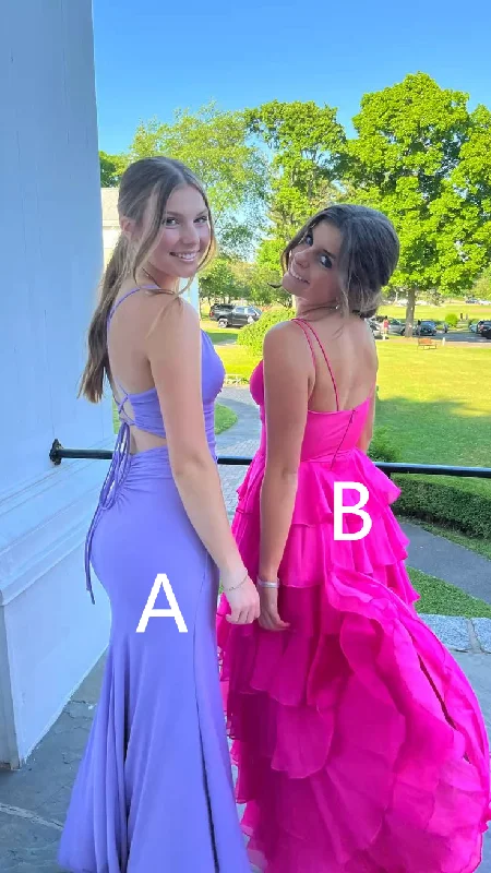 Purple Open Back V Neck Long Prom Dress with Slit,DP946