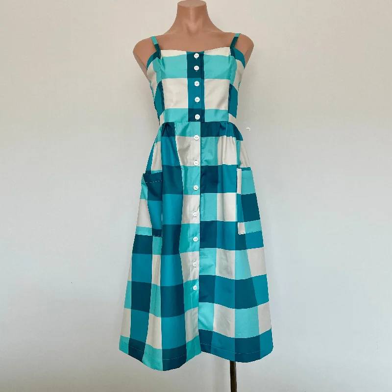 Odette Dress - Gingham Minty