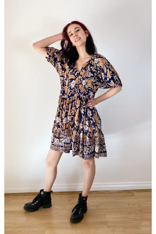 Carly Babydoll Dress - Navy Songbird