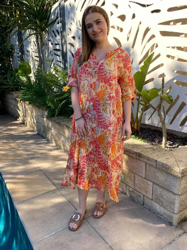 Aribella Coral Kurta Dress