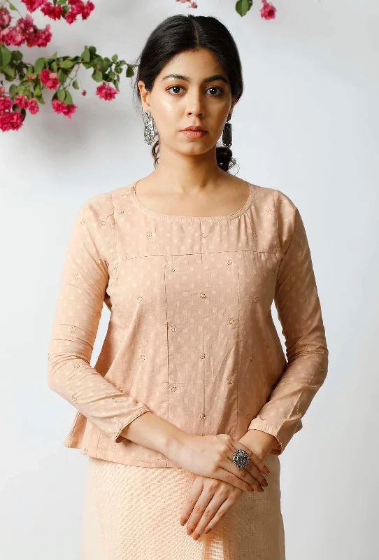 The Serene Peach Cotton Blouse Casual Stripe Blouse
