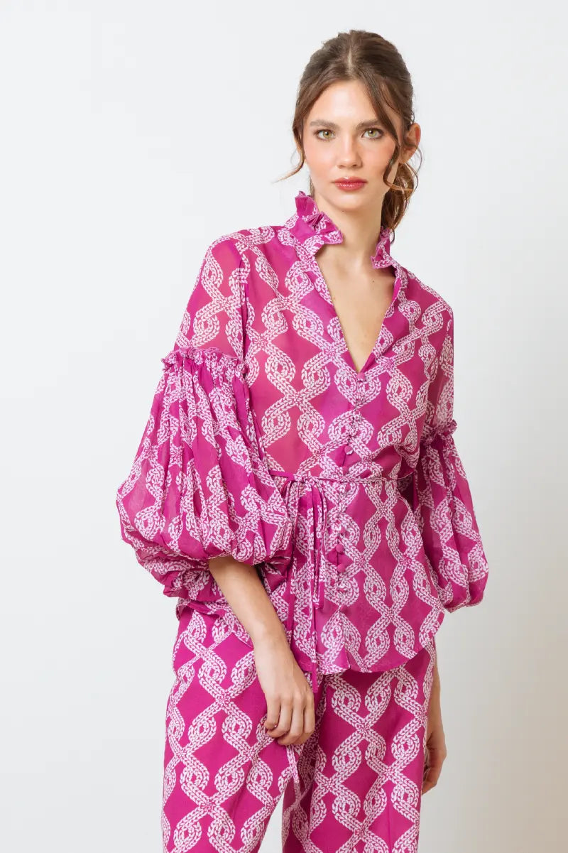 AGATHA BLOUSE Satin Long Blouse