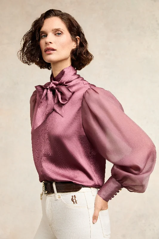 Ariella Blouse (Berry) Mandarin Collar Blouse