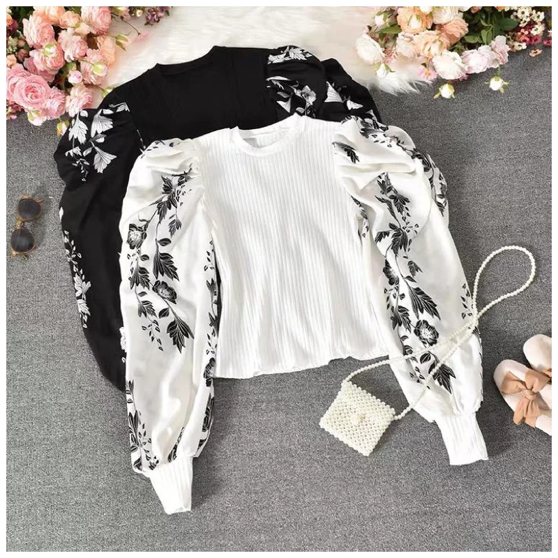 Bello Puffed Sleeve Blouse Silky Tunic Blouse
