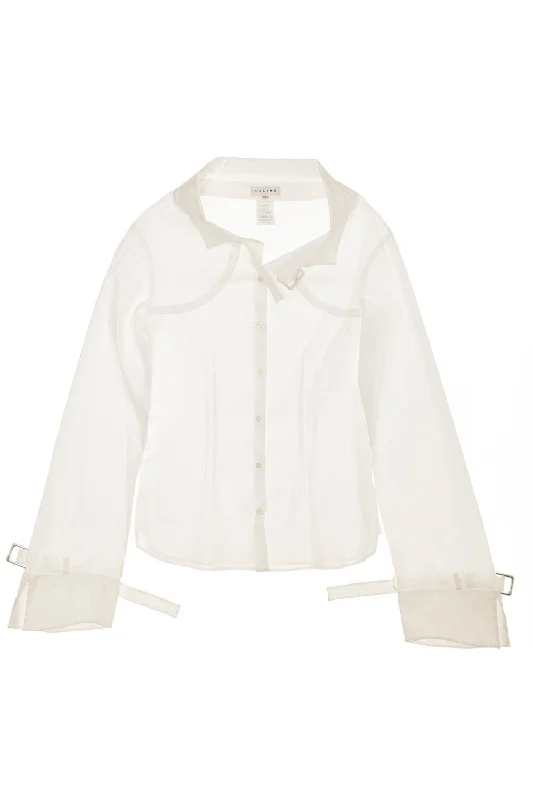 Celine - White Cotton Blouse - FR 38 Playful Puff Blouse