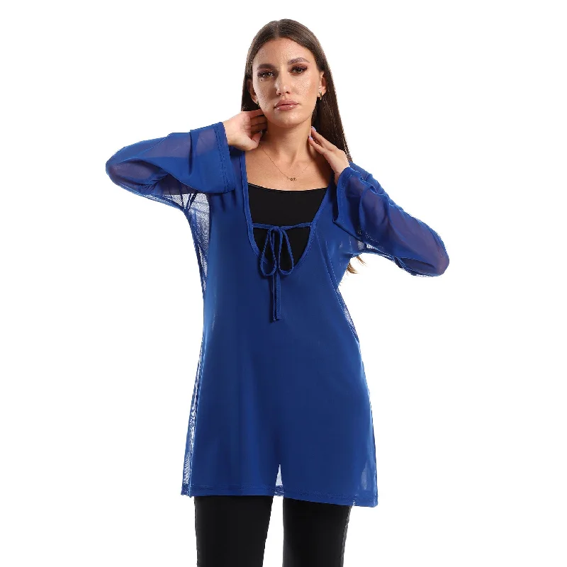 Chiffon Blouse With Sleeves - Kady Elegant Peplum Blouse