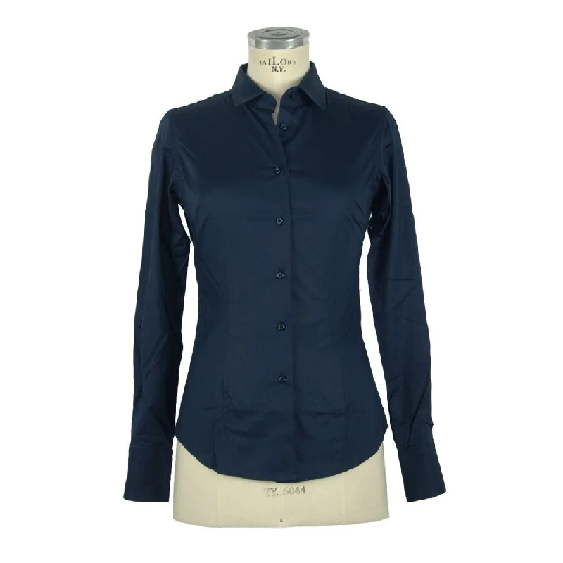 Elegant Slim Fit Blue Blouse Chic Square Blouse