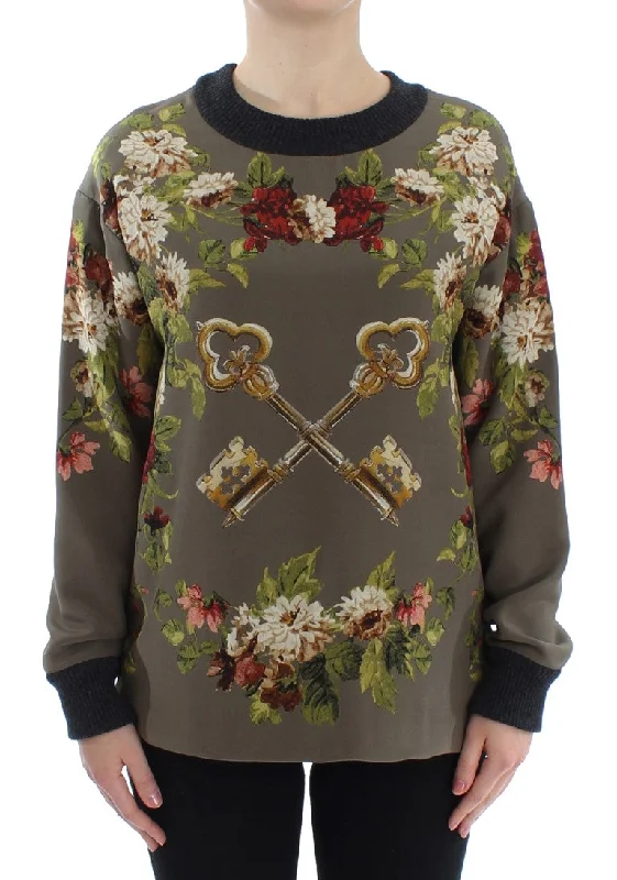 Enchanted Sicily Silk Crewneck Blouse Silky Tunic Blouse