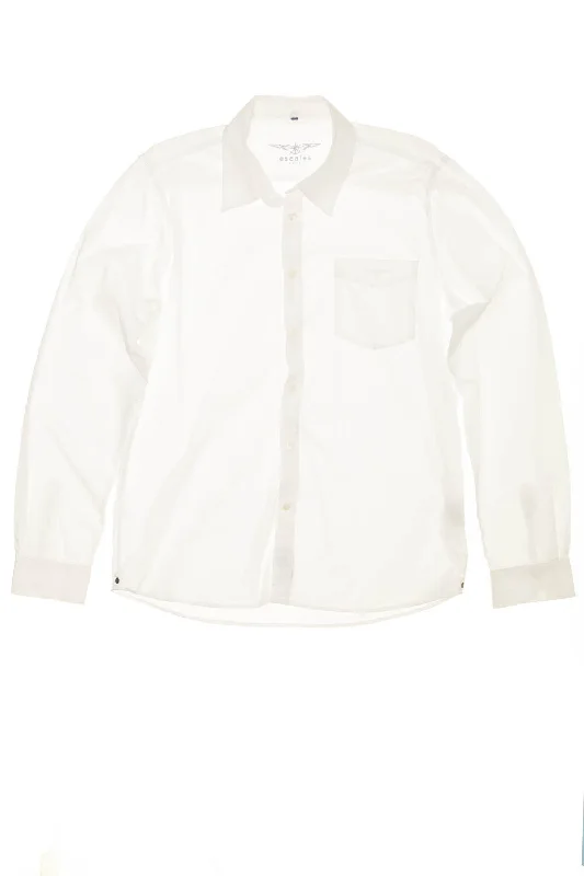 Escales - White Long Sleeve Button Up Blouse - L Stylish Wrap Blouse