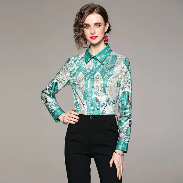 European Fashion Printed Loose Blouse Sleeveless Chiffon Blouse