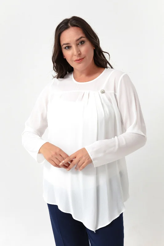 Female Bike Collar Big Size Blouse Oversized Silk Blouse