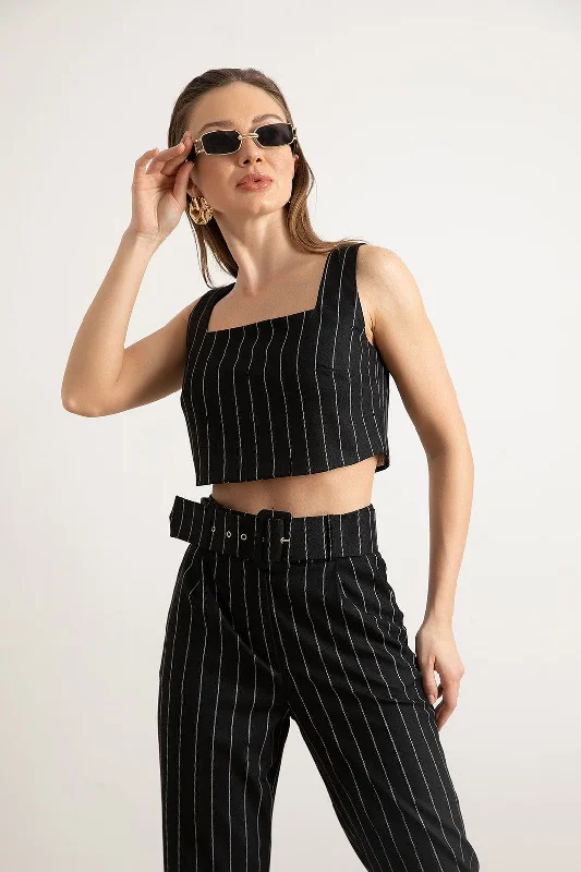 Female Striped Crop Blouse Boho Printed Blouse