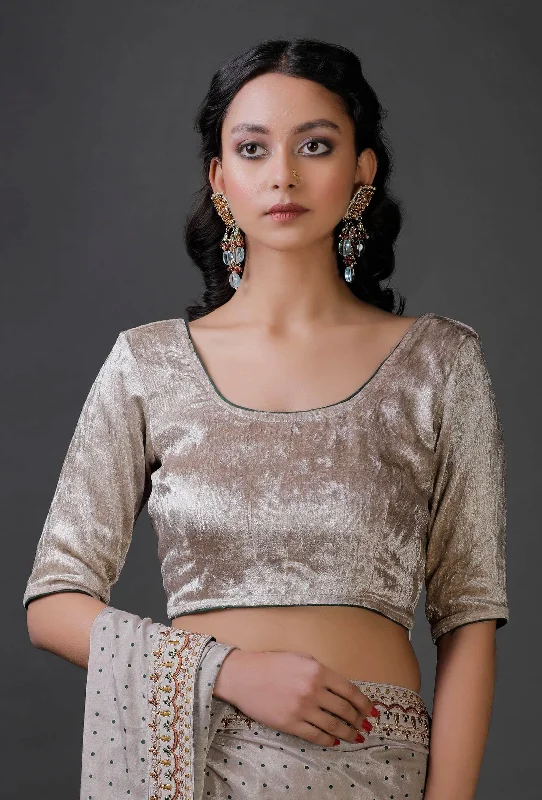Grey Velvet Blouse Relaxed Fit Blouse