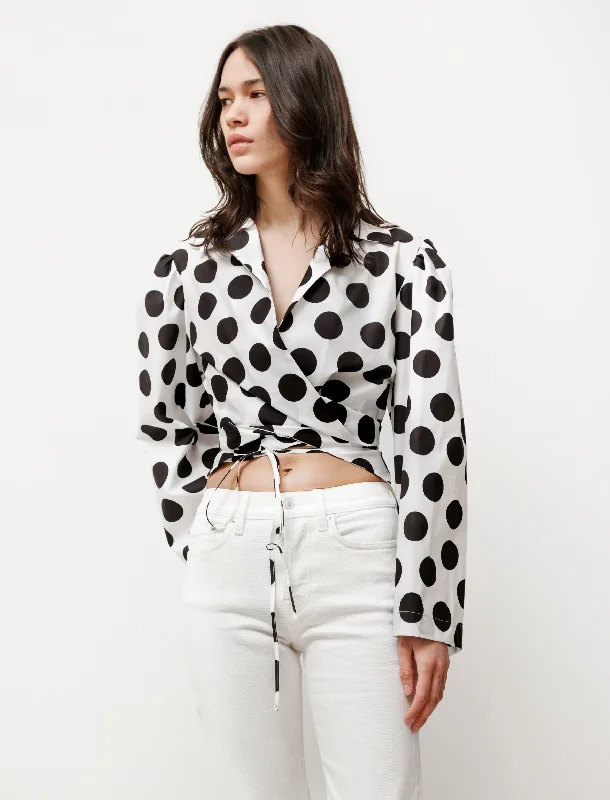 Trumpet Blouse Polka Dot Casual Relaxed Fit Blouse