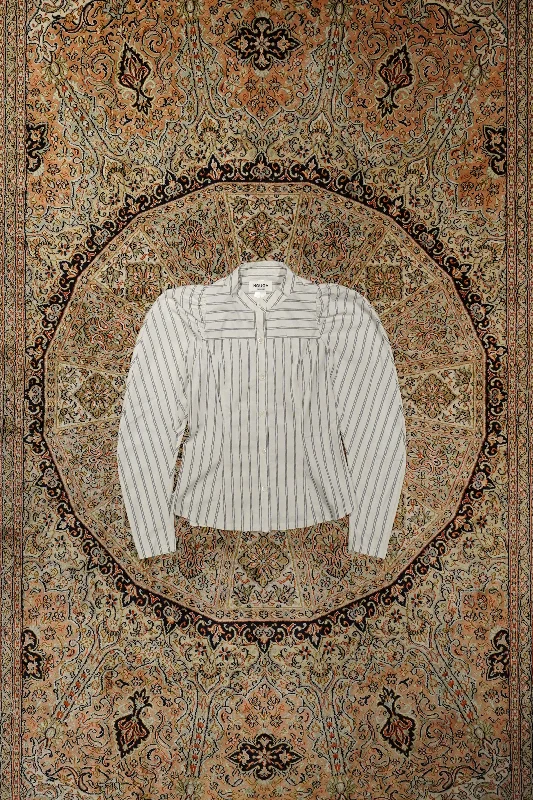 waltz blouse (white stripe) Elegant Silk Blouse