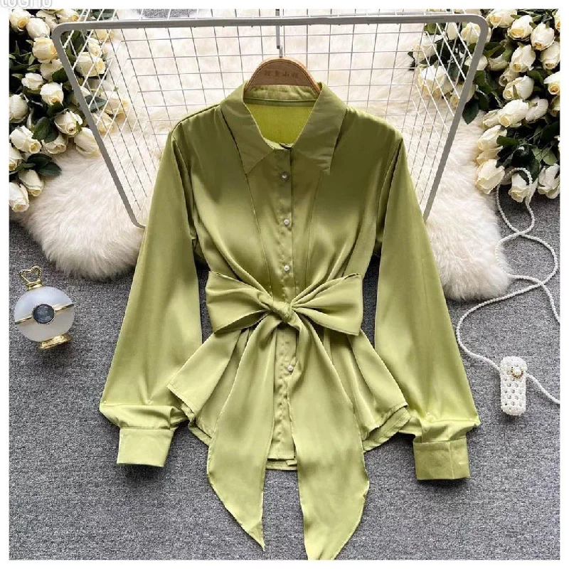 Jade Silk Blouse Semi-Sheer Blouse