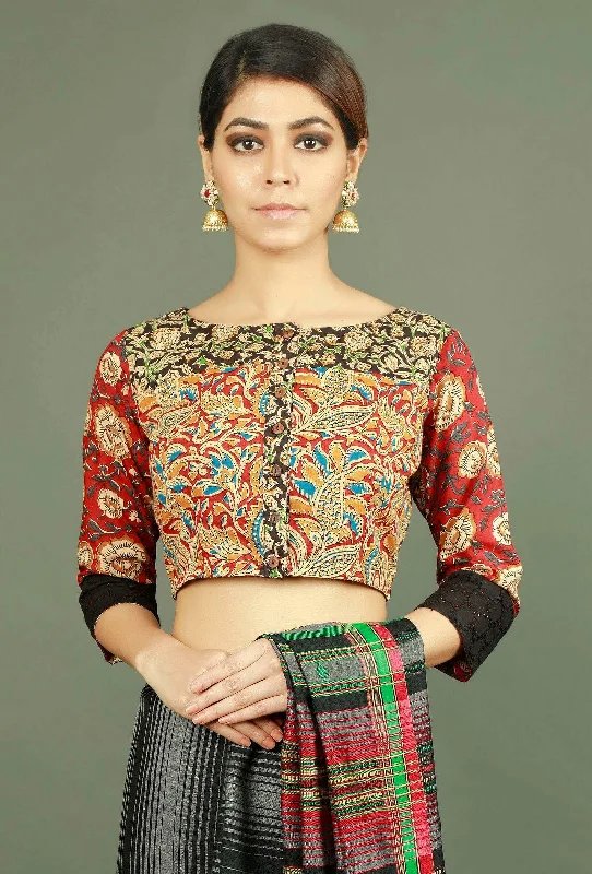 Kalamkari Patchwork Pure Cotton Blouse Casual Relaxed Fit Blouse