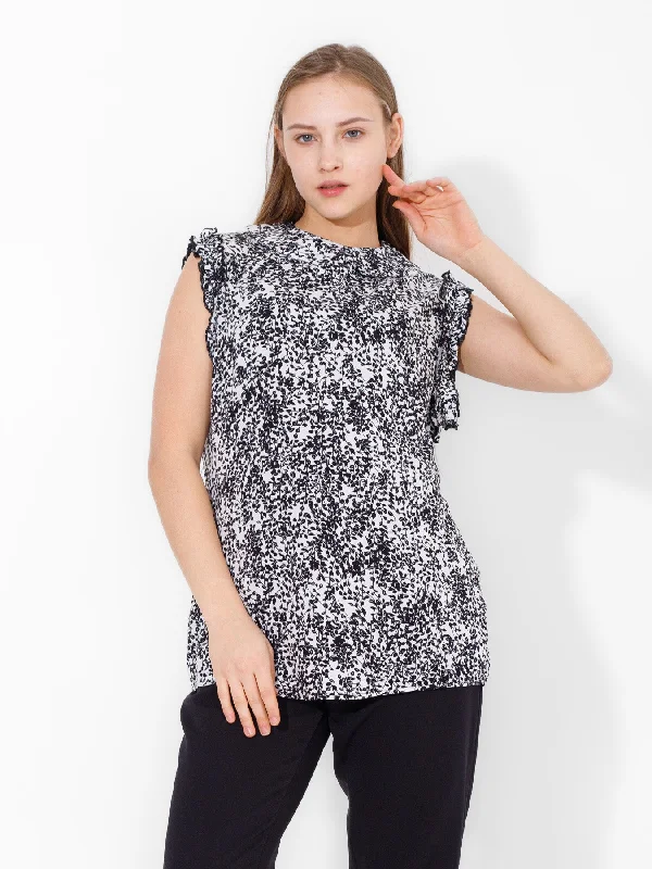 Short Sleeve Soft Printed Blouse (10) - Kava Modern Oversized Blouse