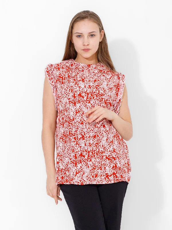 Short Sleeve Soft Printed Blouse (9) - Kava Soft Pastel Blouse