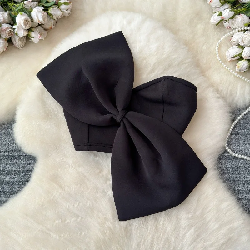 Lee Bow Detailed Blouse in Black Wrap Front Blouse