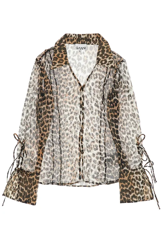 GANNI leopard print chiffon blouse Relaxed Fit Blouse