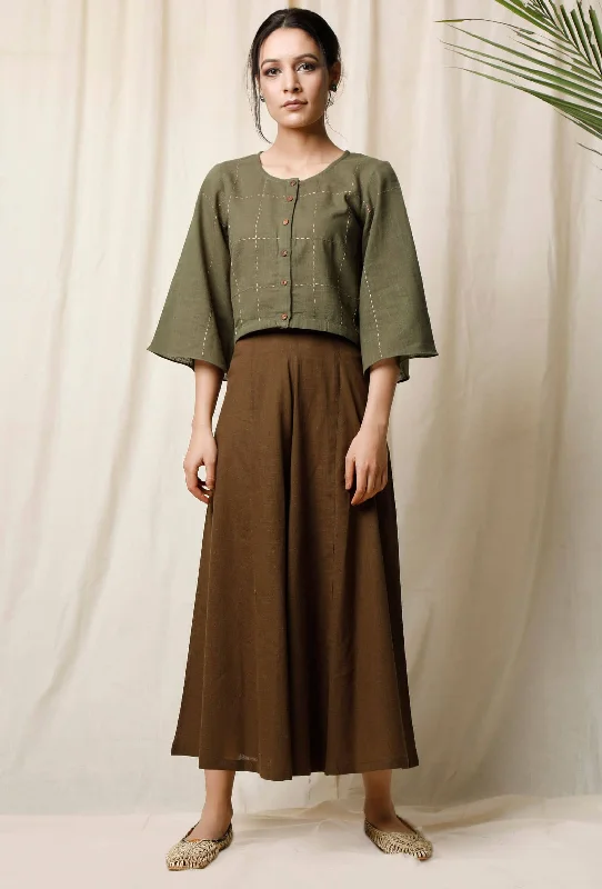 Light Green Cotton Slub Blouse Loose Fit Blouse