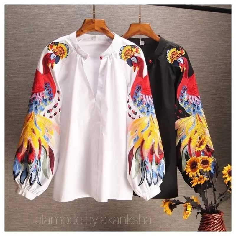 Luxury Renedy Embroidered Blouses Smart Business Blouse