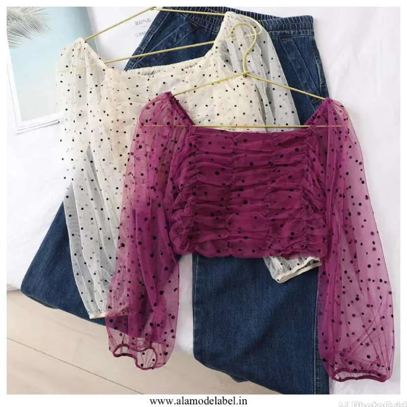 Luxury Ruched Mayne Blouse Mandarin Collar Blouse