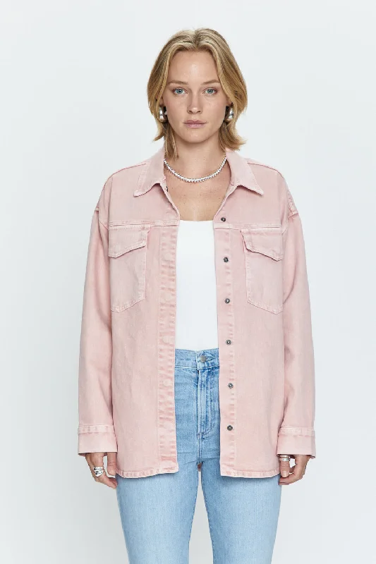 Pistola Mandy Oversized Shacket in Mellow Rose Snow Flowy Bohemian Blouse