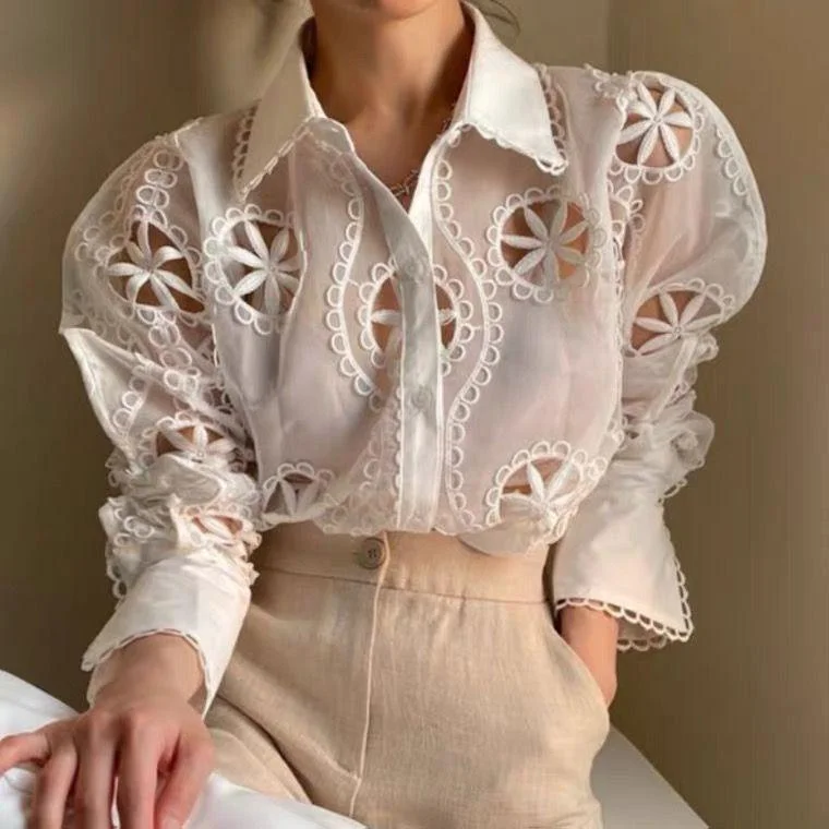 Milan Eyelet Blouse Drape Neck Blouse