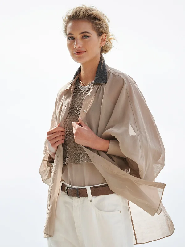 Monili Collar Organza Blouse Loose Fit Blouse