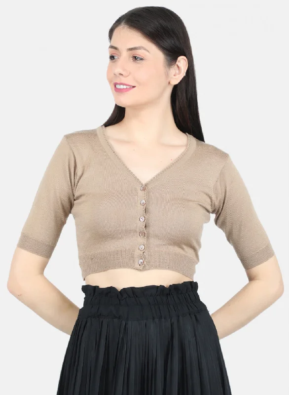 Women Beige Solid Blouse Soft Modal Blouse