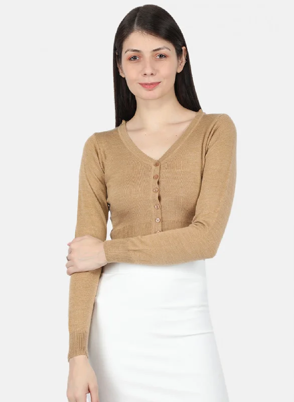 Women Beige Solid Blouse Asymmetric Hem Blouse