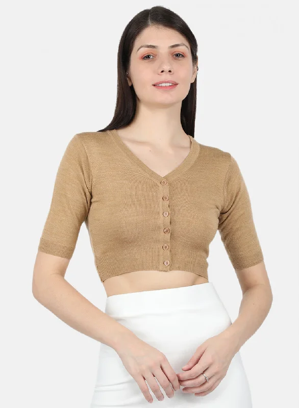 Women Beige Solid Blouse Office Formal Blouse