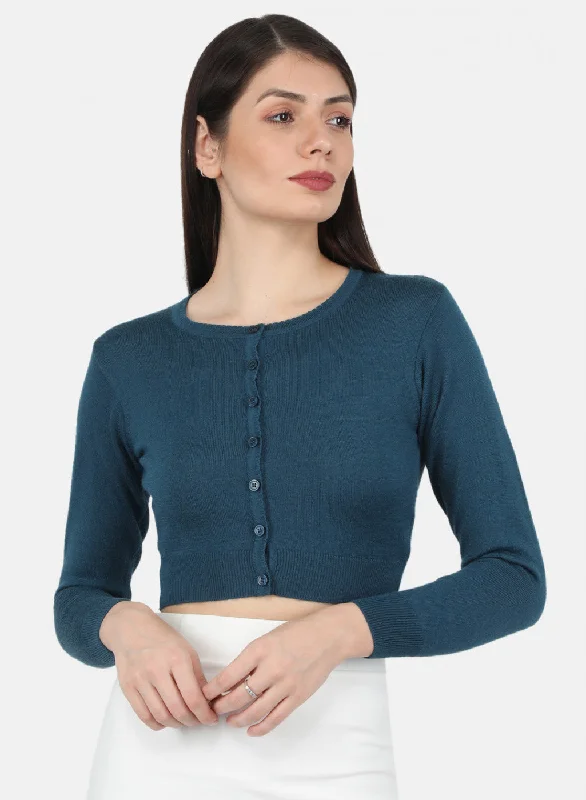 Women Blue Solid Blouse Sweetheart Neck Blouse