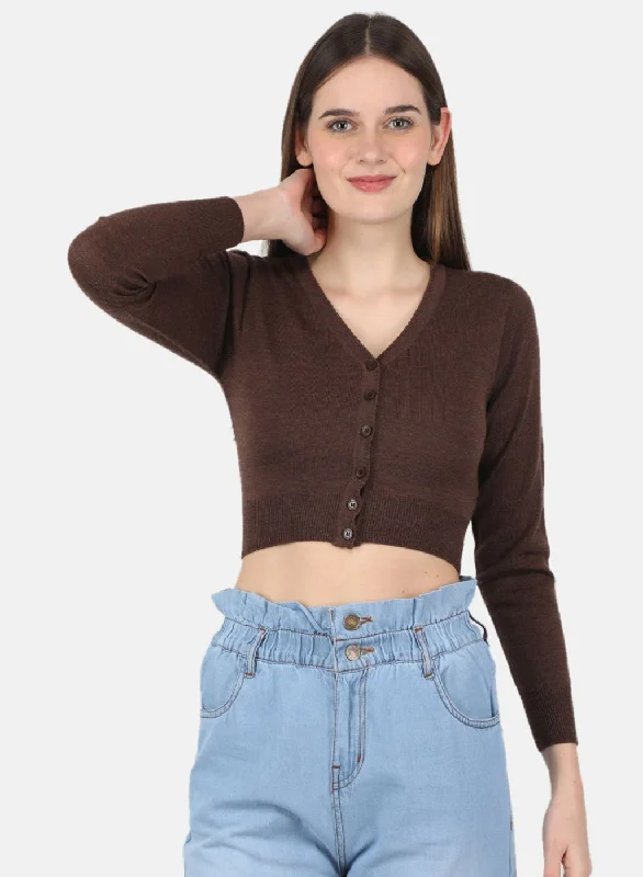 Women Brown Solid Blouse Bell Sleeve Blouse