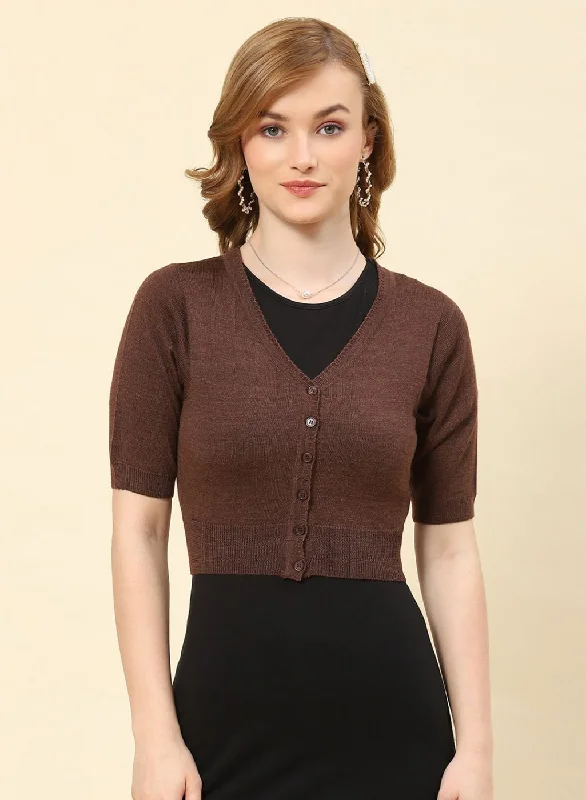 Women Brown Solid Pure wool Blouse Soft Modal Blouse