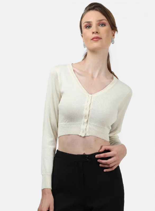 Women Cream Solid Blouse Sleeveless Chiffon Blouse