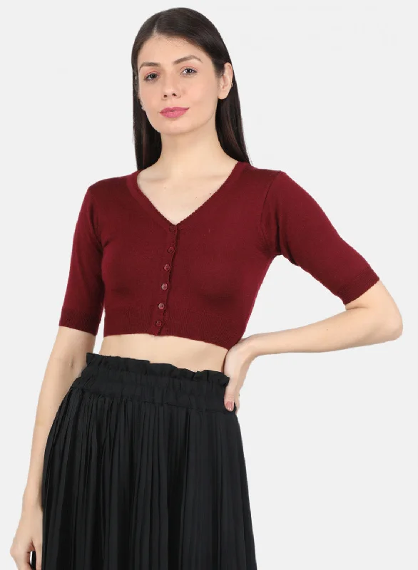 Women Dark Maroon Solid Blouse Soft Pastel Blouse