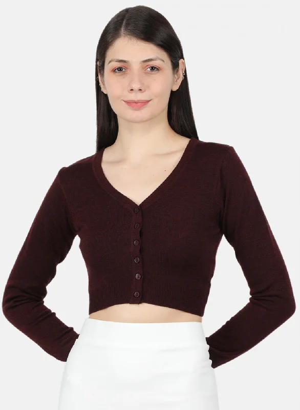 Women Dark Maroon Solid Blouse Polished Work Blouse