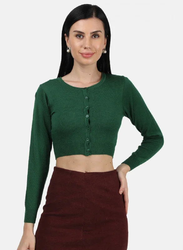 Women Green Solid Blouse Double-Layered Blouse