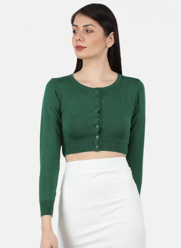 Women Green Solid Blouse Balloon Sleeve Blouse